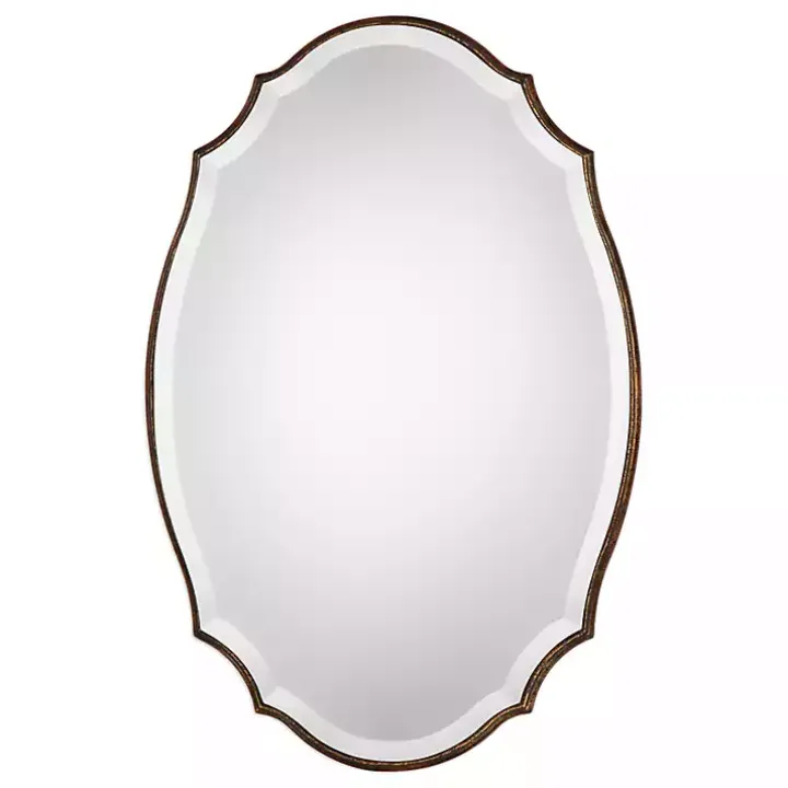 Antique Gold Rounded Edge Wood Wall Mirror