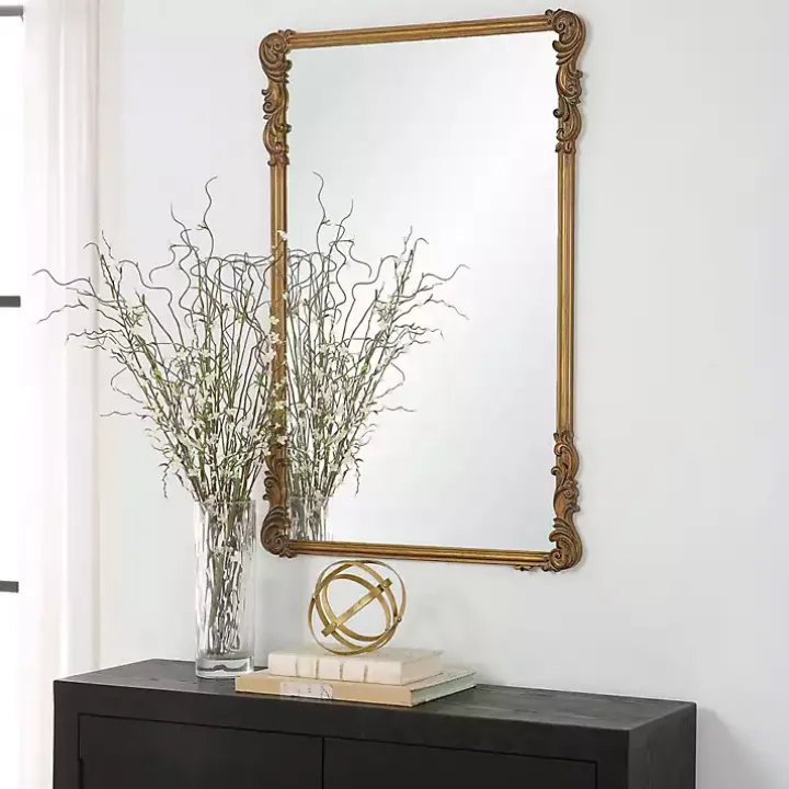 Antique Gold Vintage Rectangular Wall Mirror