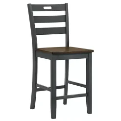 Antique Gray Wood Counter Stools, Set of 2