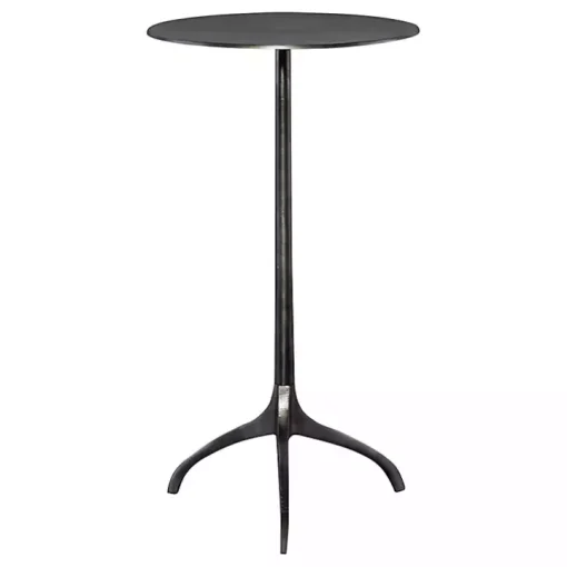 Antique Nickel Round Tripod Accent Table