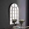 Antique Rustic Arch Windowpane Mirror