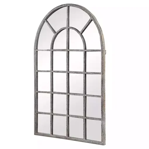 Antique Rustic Arch Windowpane Mirror