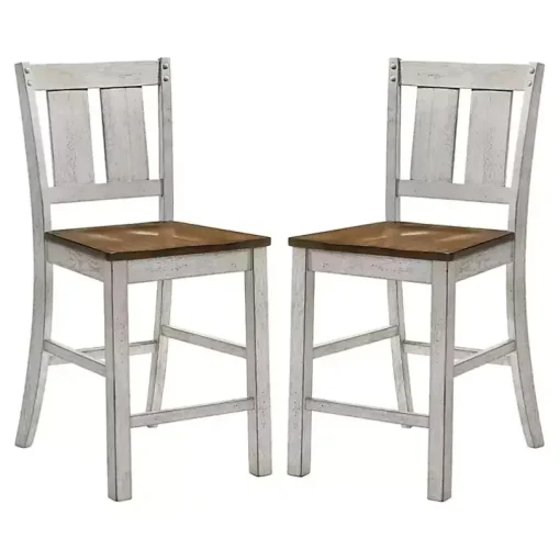 Antique White & Dark Brown 2-pc. Counter Stool Set