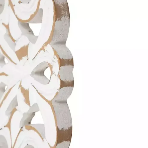 Antique White Damask Round Wall Plaque