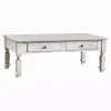 Antique White Wood 4-Drawer Heather Coffee Table