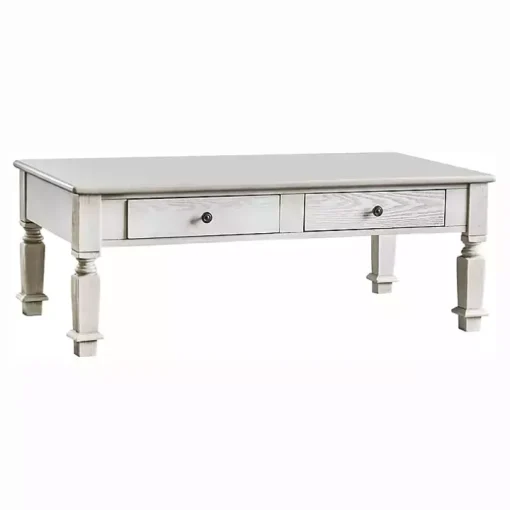 Antique White Wood 4-Drawer Heather Coffee Table