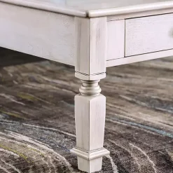 Antique White Wood 4-Drawer Heather Coffee Table