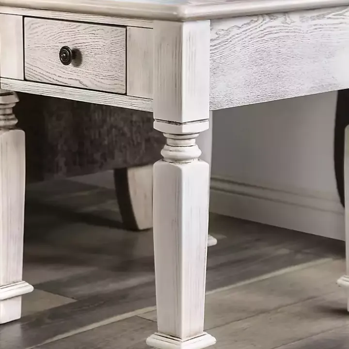 Antique White Wood Heather Accent Table