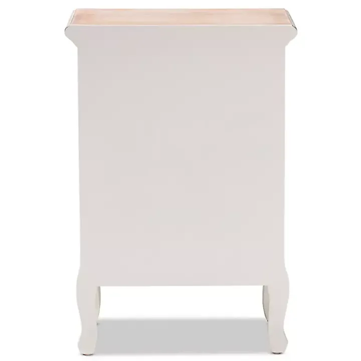 Antique White Wooden 3-Drawer Nightstand