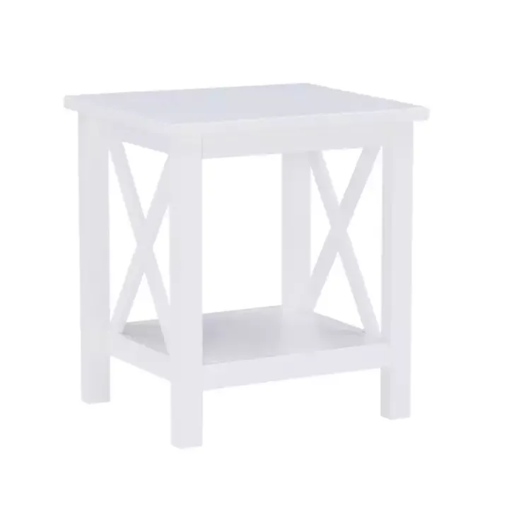 Antique White X Side Frame Accent Table