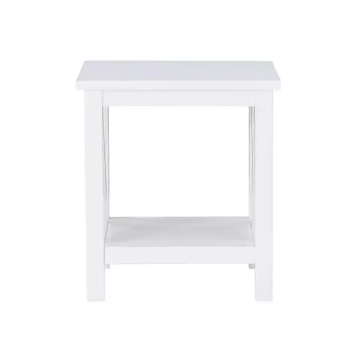Antique White X Side Frame Accent Table