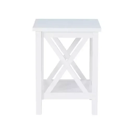 Antique White X Side Frame Accent Table