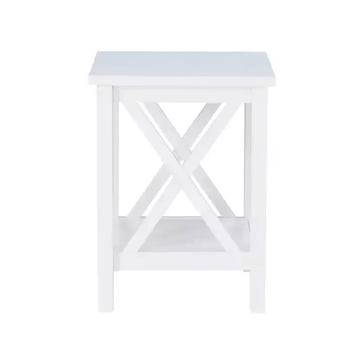 Antique White X Side Frame Accent Table