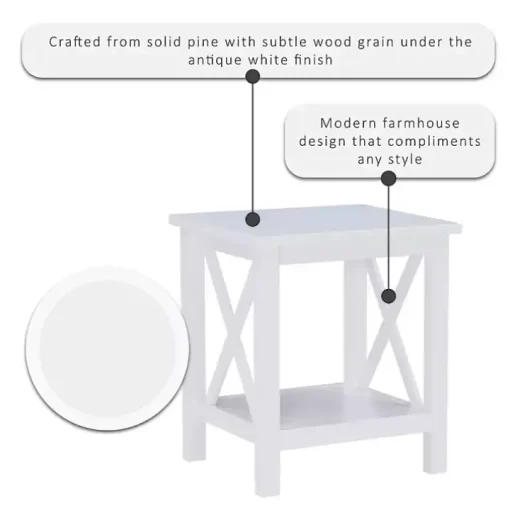 Antique White X Side Frame Accent Table