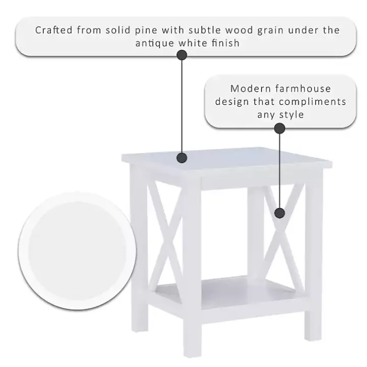 Antique White X Side Frame Accent Table