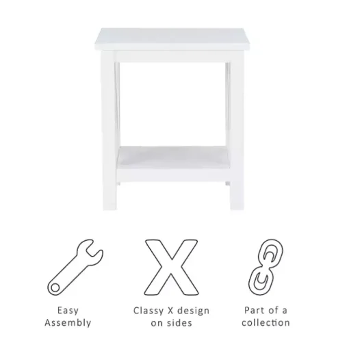 Antique White X Side Frame Accent Table