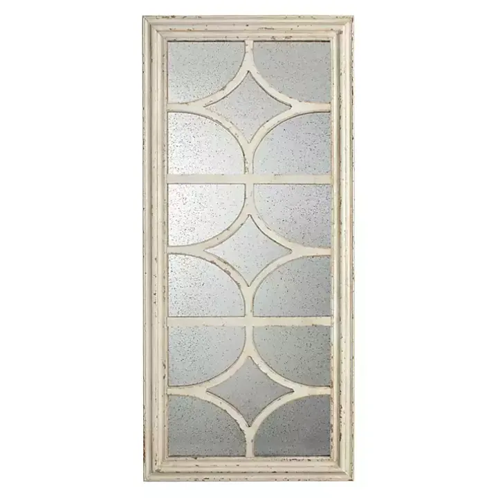 Antique Whitewashed Diamond Panel Wall Mirror