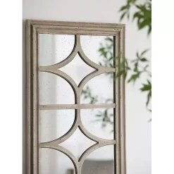 Antique Whitewashed Diamond Panel Wall Mirror