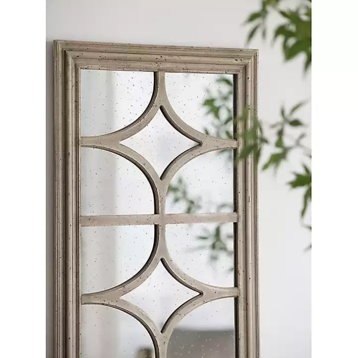 Antique Whitewashed Diamond Panel Wall Mirror