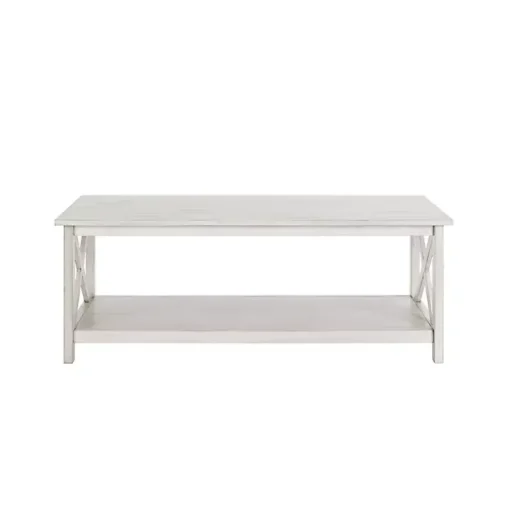 Antique Whitewashed Wood Coffee Table