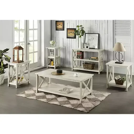 Antique Whitewashed Wood Coffee Table