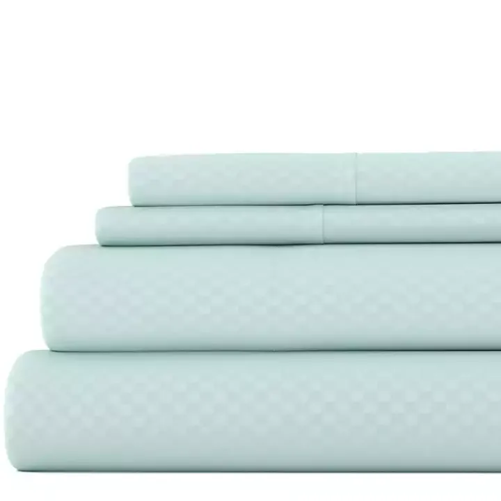 Aqua Embossed Checkered 3-pc. Twin Sheet Set