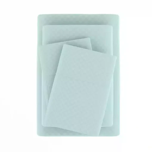Aqua Embossed Checkered 3-pc. Twin Sheet Set
