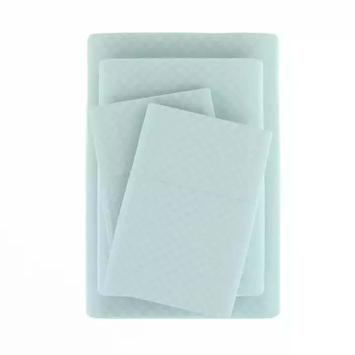 Aqua Embossed Checkered 3-pc. Twin Sheet Set