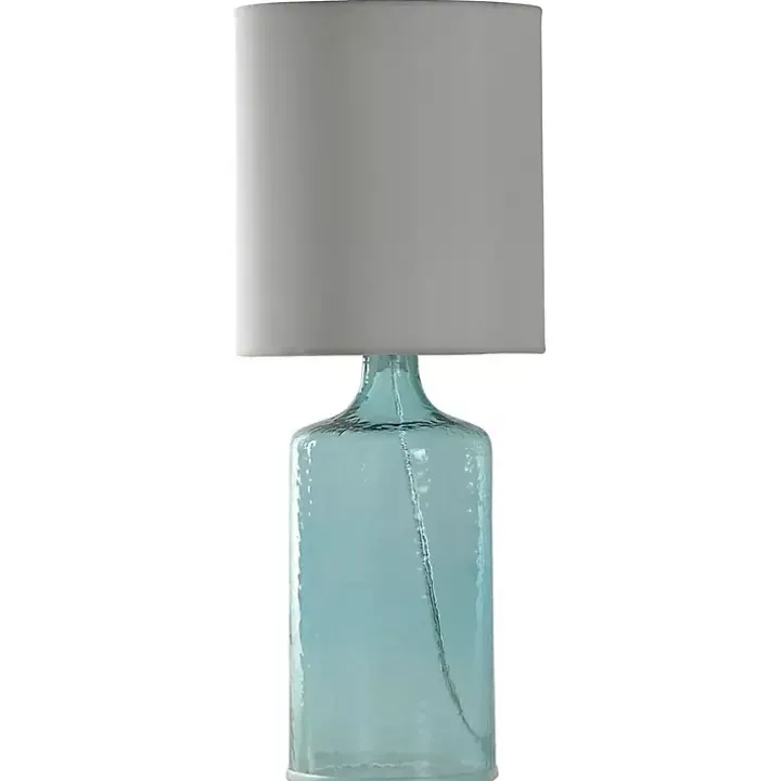 Aqua Seeded Glass Table Lamp