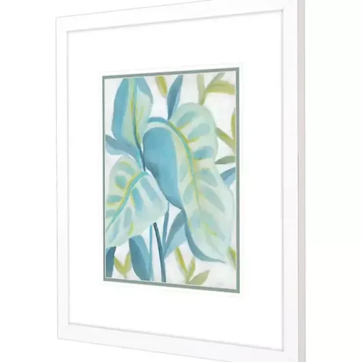 Aqua Tropical Leaves I Framed Art Print