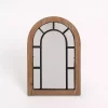 Arched Wood and Metal Overlay Tabletop Mirror