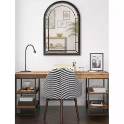 Audubon Black Wood Arch Wall Mirror, 24x36 in.