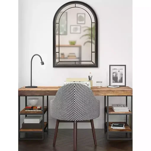 Audubon Black Wood Arch Wall Mirror, 24x36 in.