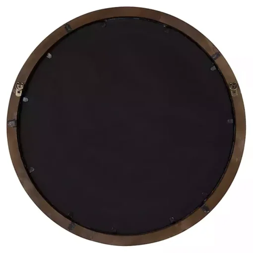 Audubon Brown Wood Round Wall Mirror