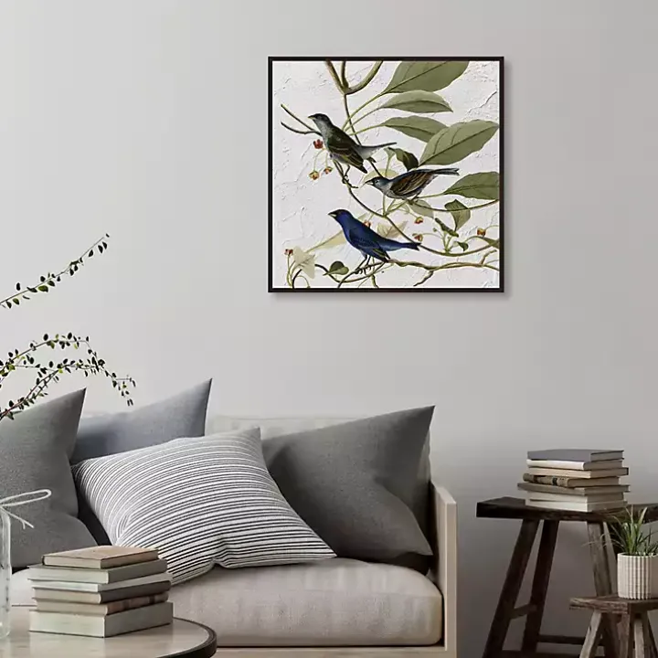 Audubon Indigo Bird Framed Canvas Art Print