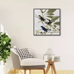 Audubon Indigo Bird Framed Canvas Art Print