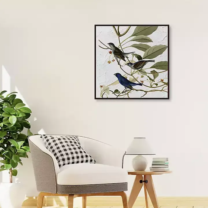 Audubon Indigo Bird Framed Canvas Art Print