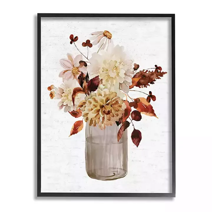 Autumn Flower Bouquet Black Framed Wall Art