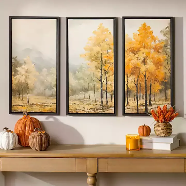 Autumn Treeline Framed Canvas Art Prints, Set of 3
