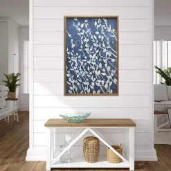 Azure Blooms Framed Canvas Art Print