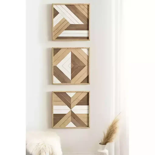 Ballez Geometric Wood Wall Plaques, Set of 3