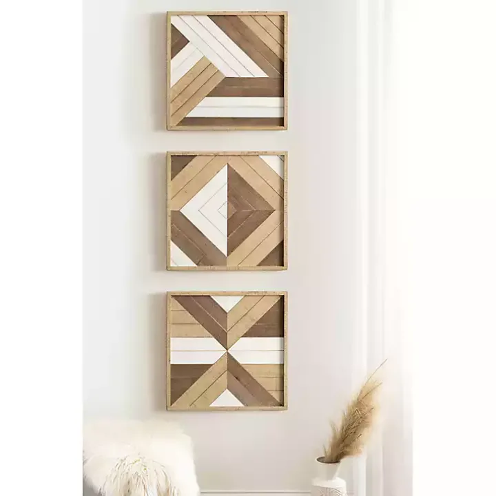 Ballez Geometric Wood Wall Plaques, Set of 3
