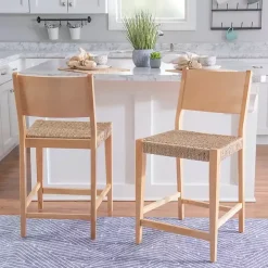 Basketweave Seat Counter Stools, Set of 2
