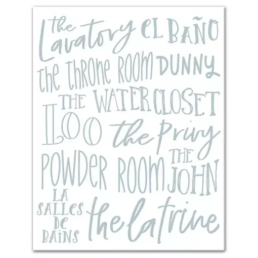 Bathroom Names Canvas Art Print