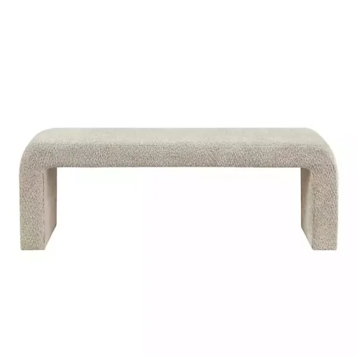 Beige Boucle Waterfall Bench, 52 in.