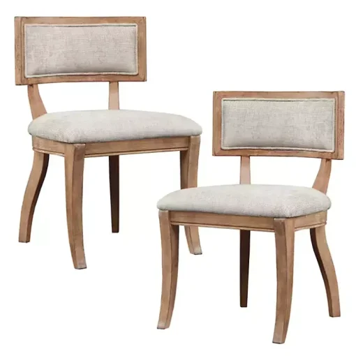 Beige Curved Back Dining Chairs, Set of 2