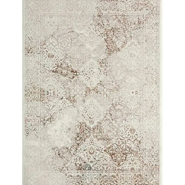 Beige Faded Damask Area Rug, 5x7