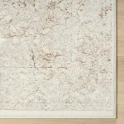 Beige Faded Damask Area Rug, 5x7