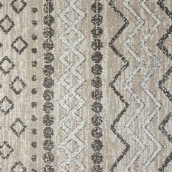 Beige Geometric Stripe Washable Area Rug, 5x7