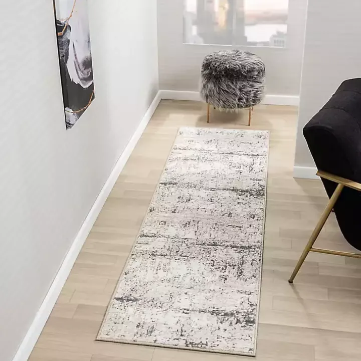 Beige Gray Indoor Runner, 2x7